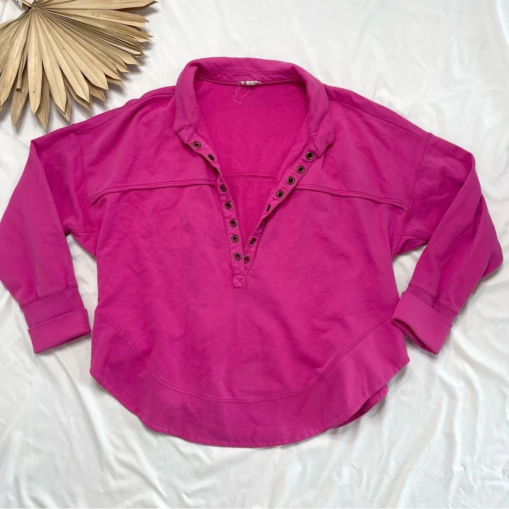 Anthropologie Pink Button-Detail Sweatshirt - Picture 5 of 9